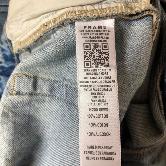 FRAME The Low Boot Jeans Biodegradable Distressed Denim Indigo Summit NWT Sz 32 - Picture 8 of 10